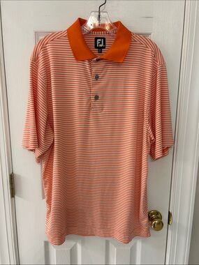 FootJoy Orange and White Striped Performance Polo